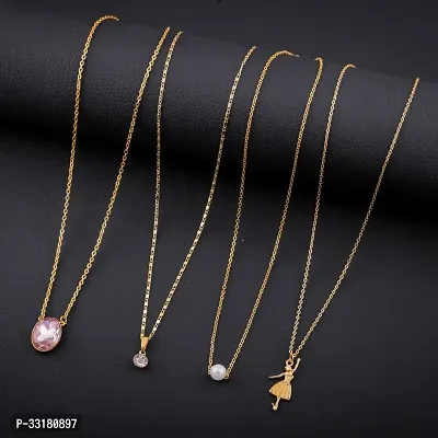 Stylish Golden Alloy Statement  Chains For Women Pack of 4-thumb0