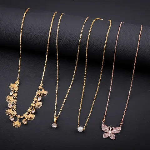 Pack Of 4 Exclusive Alloy Golden Necklace For Womens