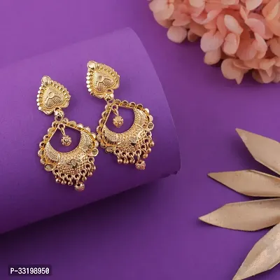 Stylish Golden Alloy Earrings For Women Combo Of 2-thumb3