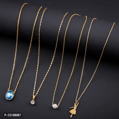 Stylish Golden Alloy Statement  Chains For Women Pack of 4