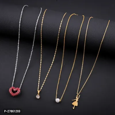 Exclusive Necklace Chain Combo of 4  For Womens And Girls Designed By Delfa-thumb0