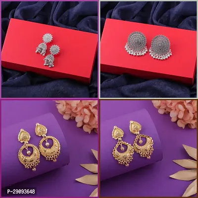 Delfa Combo Of 4 Earrings For Girls And Womens-thumb0