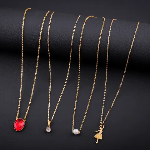 Exclusive Necklace Chain Combo of 4 For Womens And Girls Designed By Delfa