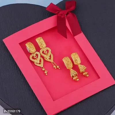 Golden Alloy  Jhumkas Earrings For Women Pack of 2