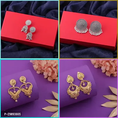 Delfa Combo Of 4 Earrings For Girls And Womens-thumb0