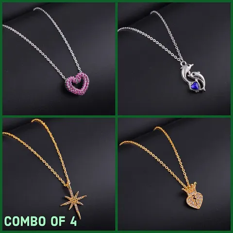 Exclusive Necklace Chain Combo of 4 For Womens And Girls Designed By Delfa