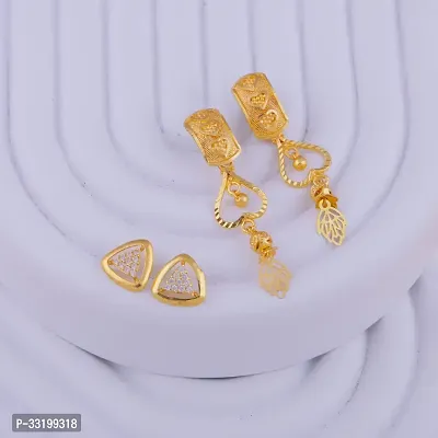 Stylish Golden Alloy Earrings For Women Combo Of 2-thumb0