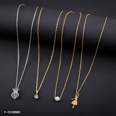 Stylish Golden Alloy Statement  Chains For Women Pack of 4-thumb0