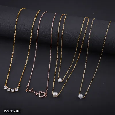 Exclusive Necklace Chain Combo of 4  For Womens And Girls Designed By Delfa-thumb0