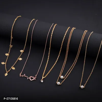 Exclusive Necklace Chain Combo of 5  For Womens And Girls