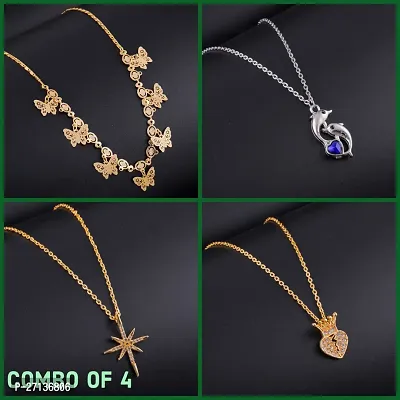 Exclusive Necklace Chain Combo of 4  For Womens And Girls-thumb0