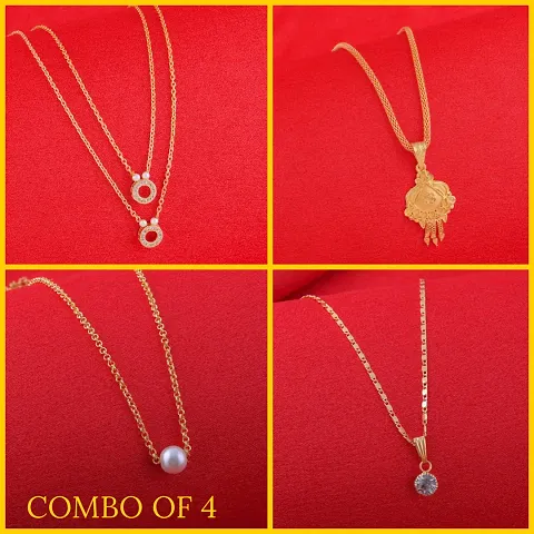 Pack Of 4 Exclusive Alloy Golden Necklace For Womens