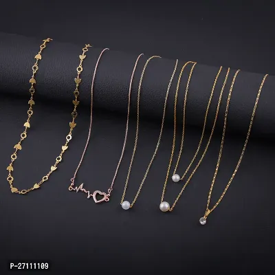 Exclusive Necklace Chain Combo of 5  For Womens And Girls Designed By Delfa