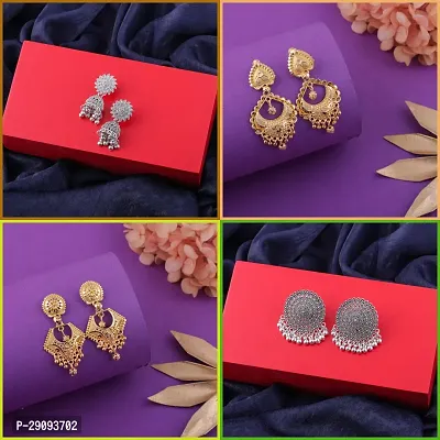 Delfa Combo Of 4 Earrings For Girls And Womens