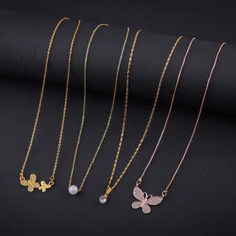 Exclusive Necklace Chain Combo of 4 For Womens And Girls Designed By Delfa