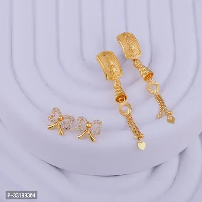 Stylish Golden Alloy Earrings For Women Combo Of 2-thumb0