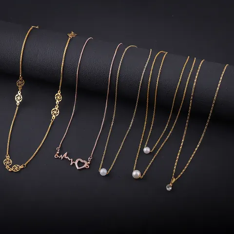 Exclusive Necklace Chain Combo of 5 For Womens And Girls Designed By Delfa