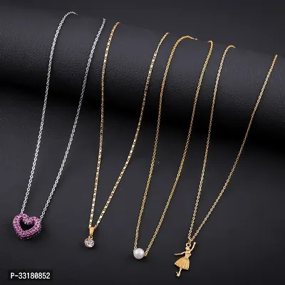 Stylish Golden Alloy Statement  Chains For Women Pack of 4-thumb0