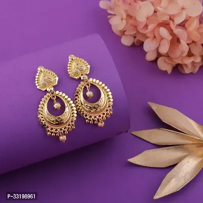 Stylish Golden Alloy Earrings For Women Combo Of 2-thumb2