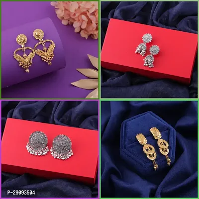 Delfa Combo Of 4 Earrings For Girls And Womens-thumb0