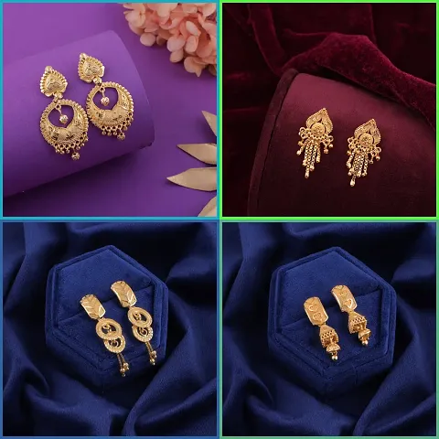 Delfa Combo Of 4 Earrings For Girls And Womens