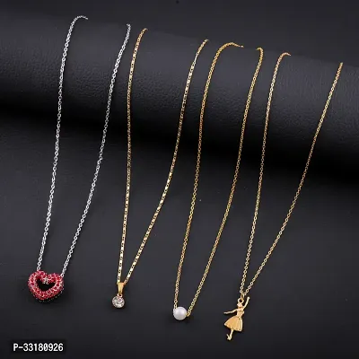 Stylish Golden Alloy Statement  Chains For Women Pack of 4-thumb0