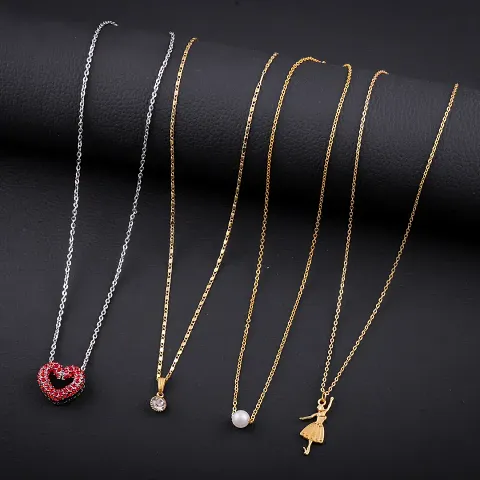 Exclusive Necklace Chain Combo of 4 For Womens And Girls Designed By Delfa