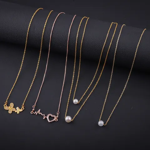 Exclusive Necklace Chain Combo of 4 For Womens And Girls Designed By Delfa