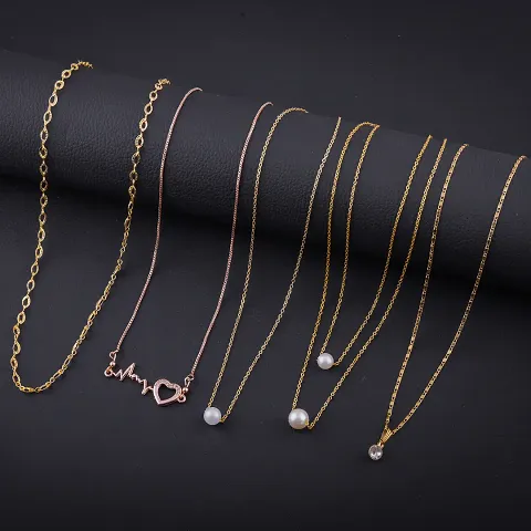 Pack Of 5 Exclusive Alloy Golden Necklace For Women