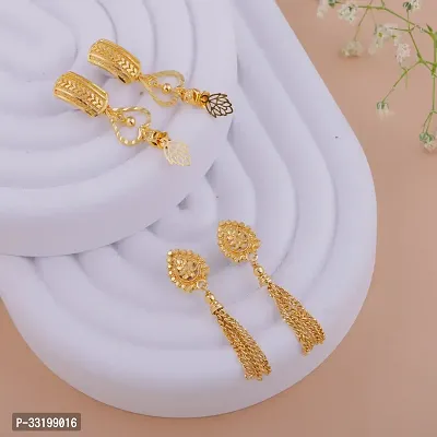 Stylish Golden Alloy Earrings For Women Combo Of 2