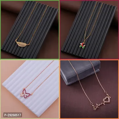 Delfa Combo Of 4 Necklaces Chain For Girls And Womens-thumb0