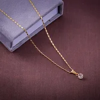 (Combo Of 2)Beautiful Hand Picked Pearl With Yellow Gold Chain With Single Diamond Solitarie With Yellow Gold Platted Chain. Design.-thumb2