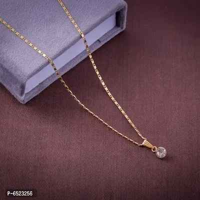 (Combo Of 2)Beautiful Hand Picked Pearl With Yellow Gold Chain With Single Diamond Solitarie With Yellow Gold Platted Chain.-thumb3