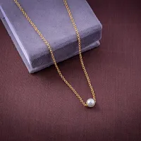 (Combo Of 2) Jewellery Single Diamond Solitaire HandPicked Pearl With Yellow Gold Platted Chain-thumb1
