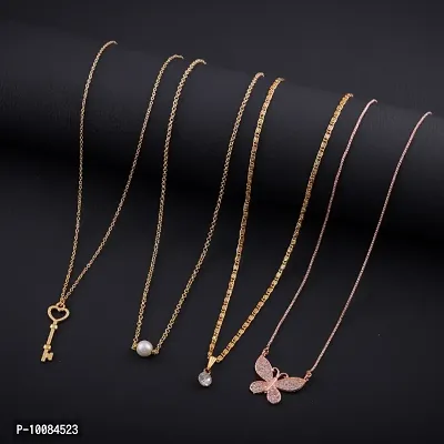 Elegant Alloy Chain With Pendant for Women, Pack of 4