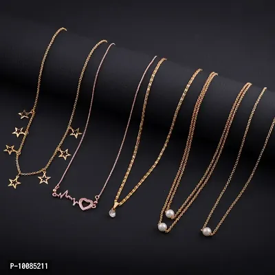 Elegant Alloy Chain With Pendant for Women, Pack of 5