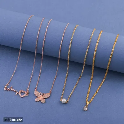 Trendy Alloy Pendant with Chain Combo of 4