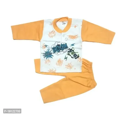 Kids Cream T-shirt and Pyjama Clothing set-thumb0