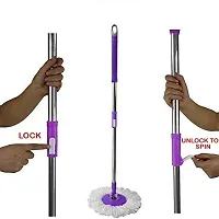 Stainless Steel Clip Lock Mop Rod Stick With 2 Rotating Spin Mop Cleaner-thumb1