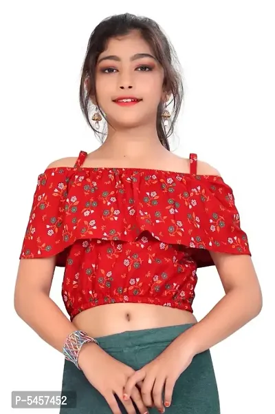 Kids Girls Linen Cotton Printed Top-thumb0