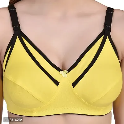 Women's Cotton Non Padded Wire Free Maternity Bra Pack of 1 by The Stylers (40, Yellow)-thumb3
