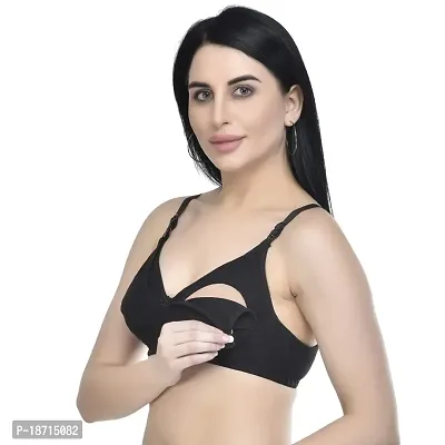 Women's Cotton Non Padded Wire Free Maternity Bra Pack of 1 by The Stylers (38, Black)