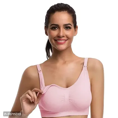 Women's Lightly Padded Fabric: 90% Nylon + 10% Spandex Mother Feeding/Nursing Bra, with Removable Pads Size S M L XL (L, Pink)