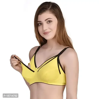 Women's Cotton Non Padded Wire Free Maternity Bra Pack of 1 by The Stylers (40, Yellow)-thumb0