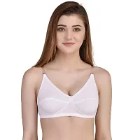 Women's Girl's Cotton Non-Padded with Transparent Strip Regular Bra Set of 2 by The Stylers (40, Black  White)-thumb4