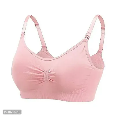 Women's Lightly Padded Fabric: 90% Nylon + 10% Spandex Mother Feeding/Nursing Bra, with Removable Pads Size S M L XL (L, Pink)-thumb5