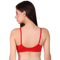 S T Women's Cotton Non-Padded Non Wired Front Open Bra by The Stylers (40, Red)-thumb3