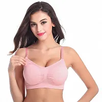 Women's Lightly Padded Fabric: 90% Nylon + 10% Spandex Mother Feeding/Nursing Bra, with Removable Pads Size S M L XL (L, Pink)-thumb1