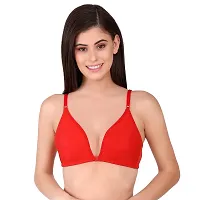 S T Women's Cotton Non-Padded Non Wired Front Open Bra by The Stylers (40, Red)-thumb4