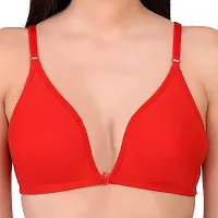 S T Women's Cotton Non-Padded Non Wired Front Open Bra by The Stylers (40, Red)-thumb1